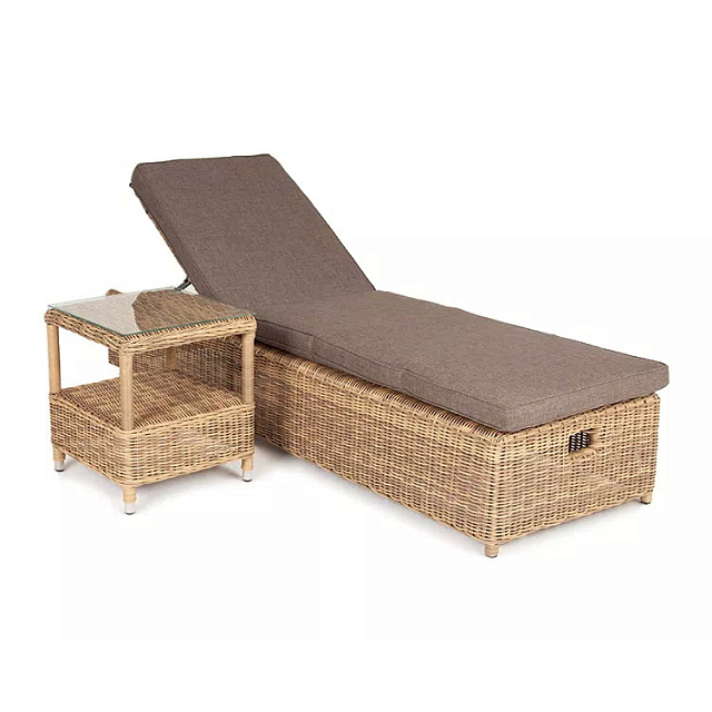 Комплект шезлонг со столиком 4SIS Рим, цвет соломенный 