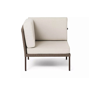 Модуль угловой 4SIS Канны, каркас коричневый (RAL8016) муар, роуп коричневый, ткань бежевая 035, садовая мебель