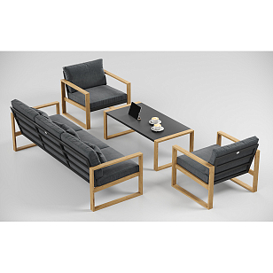 Лаунж зона Gardenini Premium Elegante Long Карбон / Антрацит, садовая мебель