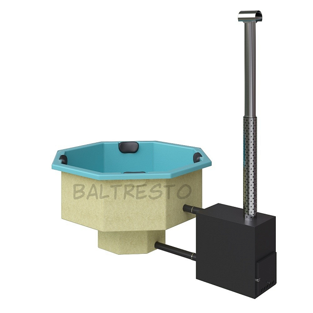 Купель с печкой террасная Baltresto Octa Terras 1.8 х 1.8 м бирюзовая 