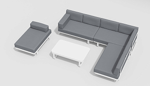 Лаунж зона Gardenini Hacienda Белый / Серый для дачи Лаунж зона Gardenini Hacienda Белый / Серый, садовая мебель