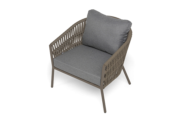 Кпесло 4SIS Комо, каркас бежево-серый муар, роуп серо-коричневый, ткань темно-серая 