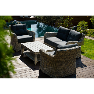 Лаунж зона Lite Venezia (2-местный диван, кофейный столик, 2 кресла) Цвет: серый, садовая мебель