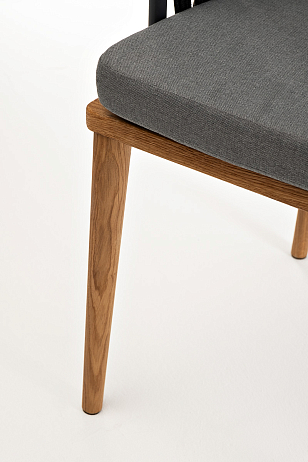 Стул 4SIS Диего из роупа, основание дуб, каркас темно-серый, роуп темно-серый, ткань темно-серая, садовая мебель