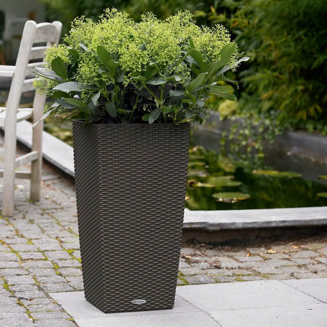 Кашпо с автополивом Lechuza Cubico Cottage 40 Цвет: графитово-черный 