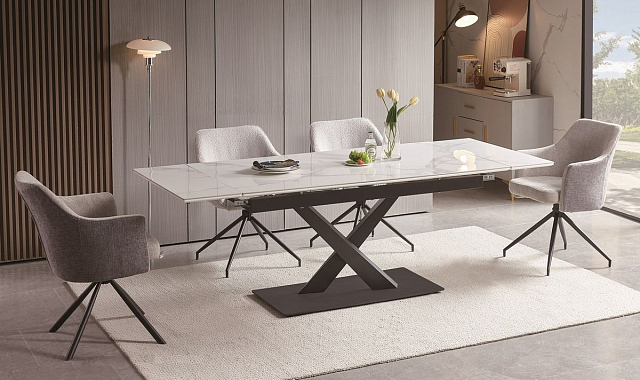 Интерьерный раздвижной стол 4SIS Юпитер Цвет: белый глянцевый 