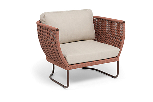 Кресло 4SIS Фиджи, каркас коричневый муар, роуп красный, ткань Mossle бежевая, садовая мебель