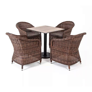 Обеденная группа 4SIS Каффе на 4 персоны, цвет коричневый, садовая мебель