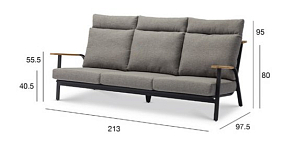 Лаунж зона Brafritid Malmo с 3-х местным диваном Цвет: антрацит/светло-серый, садовая мебель