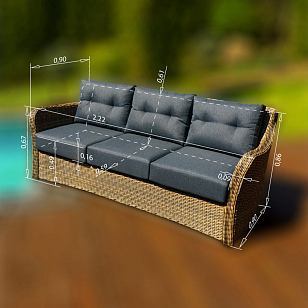 Диван треххместный Lite Venezia Цвет: коричневый, садовая мебель