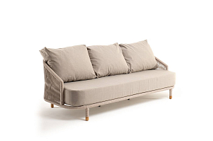 Диван 4SIS Верона 3-местный из роупа, каркас белый муар, роуп бежевый, ткань бежевая 15052, садовая мебель