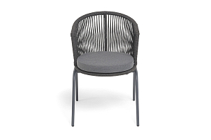 Стул 4SIS Люксембург, каркас темно-серый (RAL7024) муар, роуп темно-серый, ткань темно-серая 027, садовая мебель
