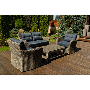 Лаунж зона Lite Venezia (2-местный диван, кофейный столик, 2 кресла) Цвет: коричневый, садовая мебель