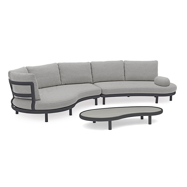 Лаунж зона (диван и овальный столик) Brafritid Gotland антрацит/серый, алюминий 