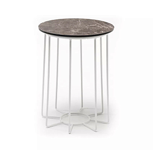 Журнальный стол 4SIS Эквадор Ø40 х 55, каркас белый муар, столешница серый мрамор для дачи Журнальный стол 4SIS Эквадор Ø40 х 55, каркас белый муар, столешница серый мрамор, садовая мебель