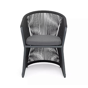 Стул из роупа 4SIS Романо, каркас темно-серый (RAL7024) муар, роуп темно-серый, ткань темно-серая 027 для дачи Стул из роупа 4SIS Романо, каркас темно-серый (RAL7024) муар, роуп темно-серый, ткань темно-серая 027, садовая мебель