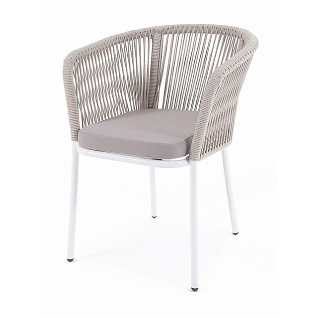 Стул 4SIS Марсель, каркас белый муар, роуп бежевый, ткань бежевая 052 