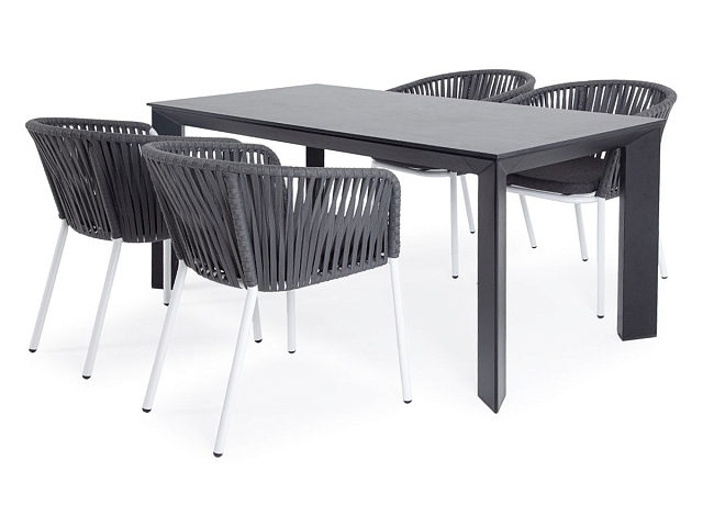 Обеденная группа 4SIS Флоренция на 4 персоны из роупа Цвет: белый, серый 