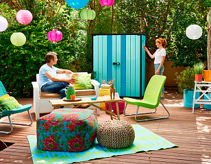 Высокий шкаф Keter Duotech High Store 1400 л + 2 полки для дачи Высокий шкаф Keter Duotech High Store 1400 л + 2 полки, садовая мебель