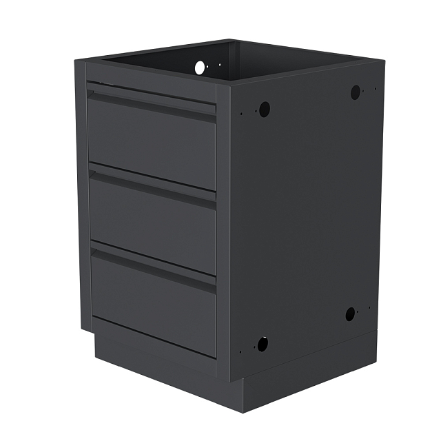 Тумба с тремя выдвижными ящиками и фальш-панелью 850 Черная