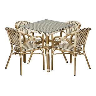 Обеденная группа на 4 персоны 4SIS Кабри, цвет бежево-коричневый, садовая мебель