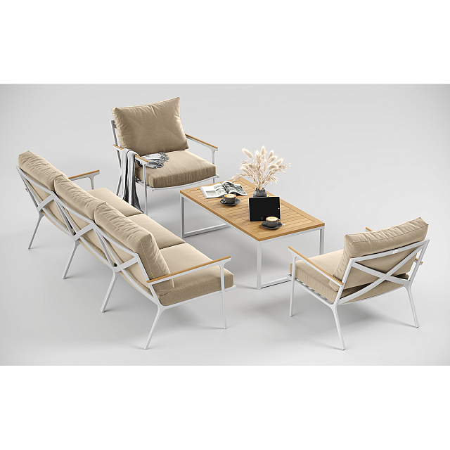 Лаунж зона Gardenini Premium Calma Long Белый / Бежевый 