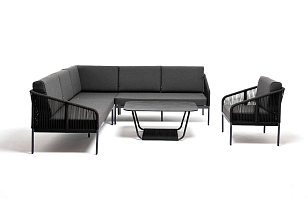 Лаунж-зона модульная угловая 4SIS Канны из роупа, цвет темно-серый для дачи Лаунж-зона модульная угловая 4SIS Канны из роупа, цвет темно-серый, садовая мебель