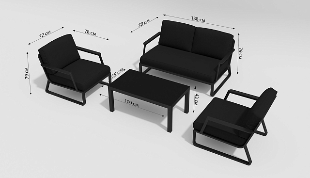 Лаунж зона Gardenini Voglie Карбон / Черный 