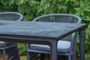 Обеденная группа 4SIS Романо на 6 персон, каркас темно-серый, роуп темно-серый, садовая мебель