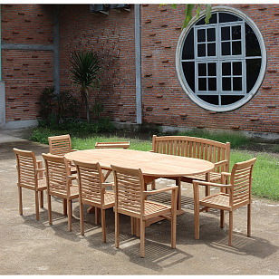 Обеденная группа из тика Lite Salve, садовая мебель