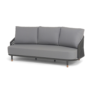 Диван 4SIS Верона 3-местный из роупа, каркас темно-серый муар, роуп темно-серый, ткань Mossle серая, садовая мебель