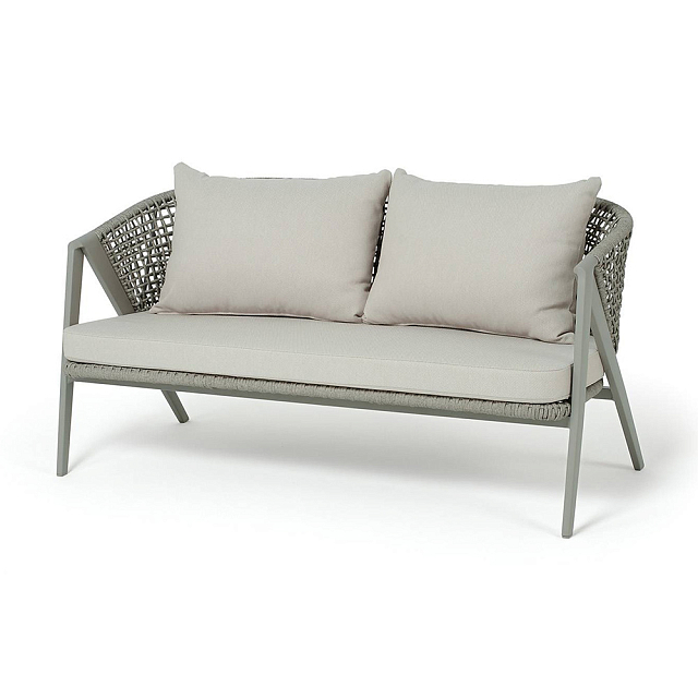 Диван 4SIS 2-местный Амстердам, каркас под дерево, роуп серый, ткань бежевая 