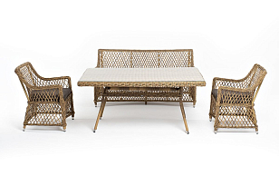 Обеденная группа 4SIS Катания на 4 персоны, цвет соломенный, садовая мебель