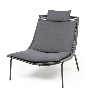 Кресло 4SIS Авиньон, каркас серый муар, роуп серый, ткань темно-серая, садовая мебель