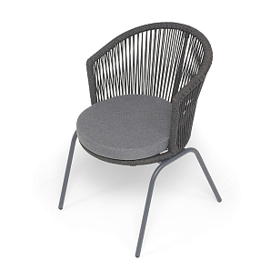 Стул 4SIS Люксембург, каркас темно-серый (RAL7024) муар, роуп темно-серый, ткань темно-серая 027, садовая мебель