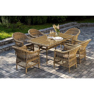 Обеденная группа 4SIS Амароне на 6 персоны, цвет соломенный, садовая мебель