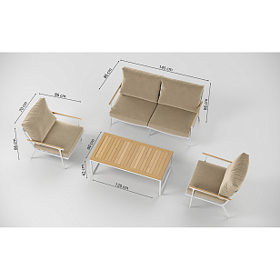 Лаунж зона Gardenini Premium Calma Белый / Бежевый для дачи Лаунж зона Gardenini Premium Calma Белый / Бежевый, садовая мебель