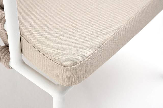 Стул 4SIS Диего из роупа, каркас белый муар, роуп бежевый, ткань бежевая 15052 