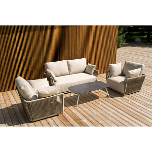 Лаунж-зона 4SIS Форли 4-местная, каркас светло-серый, роуп серо-коричневый, садовая мебель