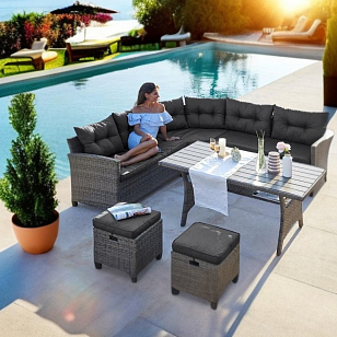 Комплект мебели из искусственного ротанга Lite Fassa Grey, садовая мебель