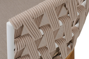 Стул 4SIS Диего из роупа, основание дуб, каркас белый, роуп бежевый, ткань бежевая, садовая мебель