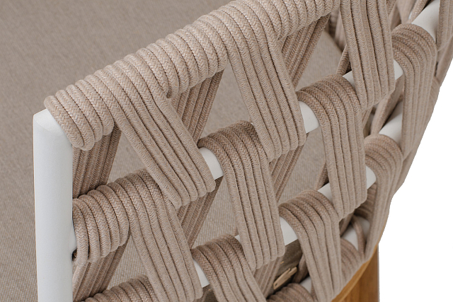 Стул 4SIS Диего из роупа, основание дуб, каркас белый, роуп бежевый, ткань бежевая 