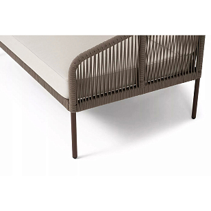 Диван модульный 4SIS Канны, каркас коричневый (RAL8016) муар, роуп коричневый круглый, ткань бежевая 035, садовая мебель