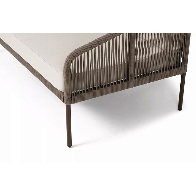 Диван модульный 4SIS Канны, каркас коричневый (RAL8016) муар, роуп коричневый круглый, ткань бежевая 035 