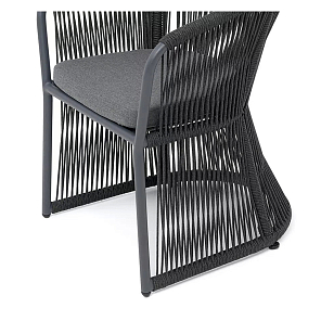 Стул из роупа 4SIS Романо, каркас темно-серый (RAL7024) муар, роуп темно-серый, ткань темно-серая 027 для дачи Стул из роупа 4SIS Романо, каркас темно-серый (RAL7024) муар, роуп темно-серый, ткань темно-серая 027, садовая мебель