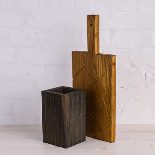 Набор "Хлеб" разделочная доска + ваза Цвет: светлый + тёмный, товары для загородного дома