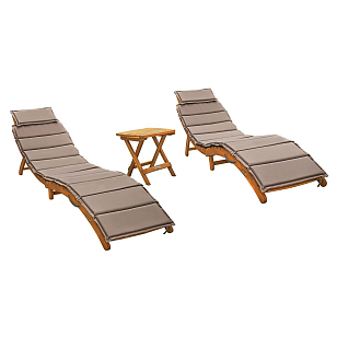 Комплект лежаков со столиком Lite Duet из акации, садовая мебель