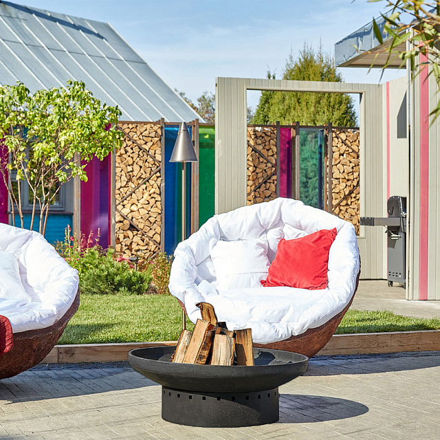 Чугунная чаша на круглом металлическом основании Concretika Iron D 80 