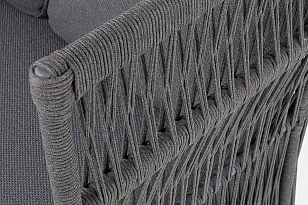 Диван 4SIS трехместный Лугано, темно-серый муар, роуп темно-серый, ткань темно-серая, садовая мебель