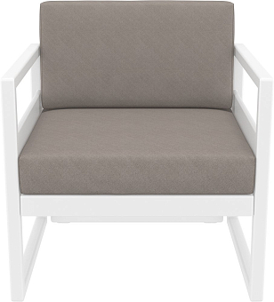 Кресло Siesta Contract Mykonos Цвет: белый, светло-коричневый для дачи Кресло Siesta Contract Mykonos Цвет: белый, светло-коричневый, садовая мебель